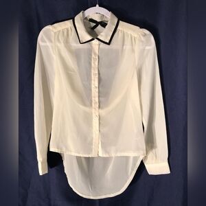 ALI & KRIS Women's Sheer Cream Button-Up Blouse Zize S made In China